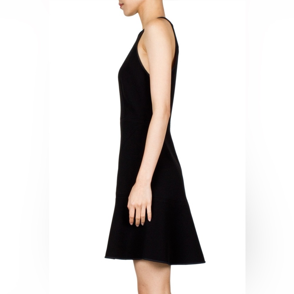 THEORY Theory Felicitina Sleeveless Black Crepe Mini Dress Fluted Skirt Size 8 - Picture 8 of 14